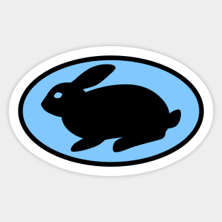 black print rabbit light blue Sticker